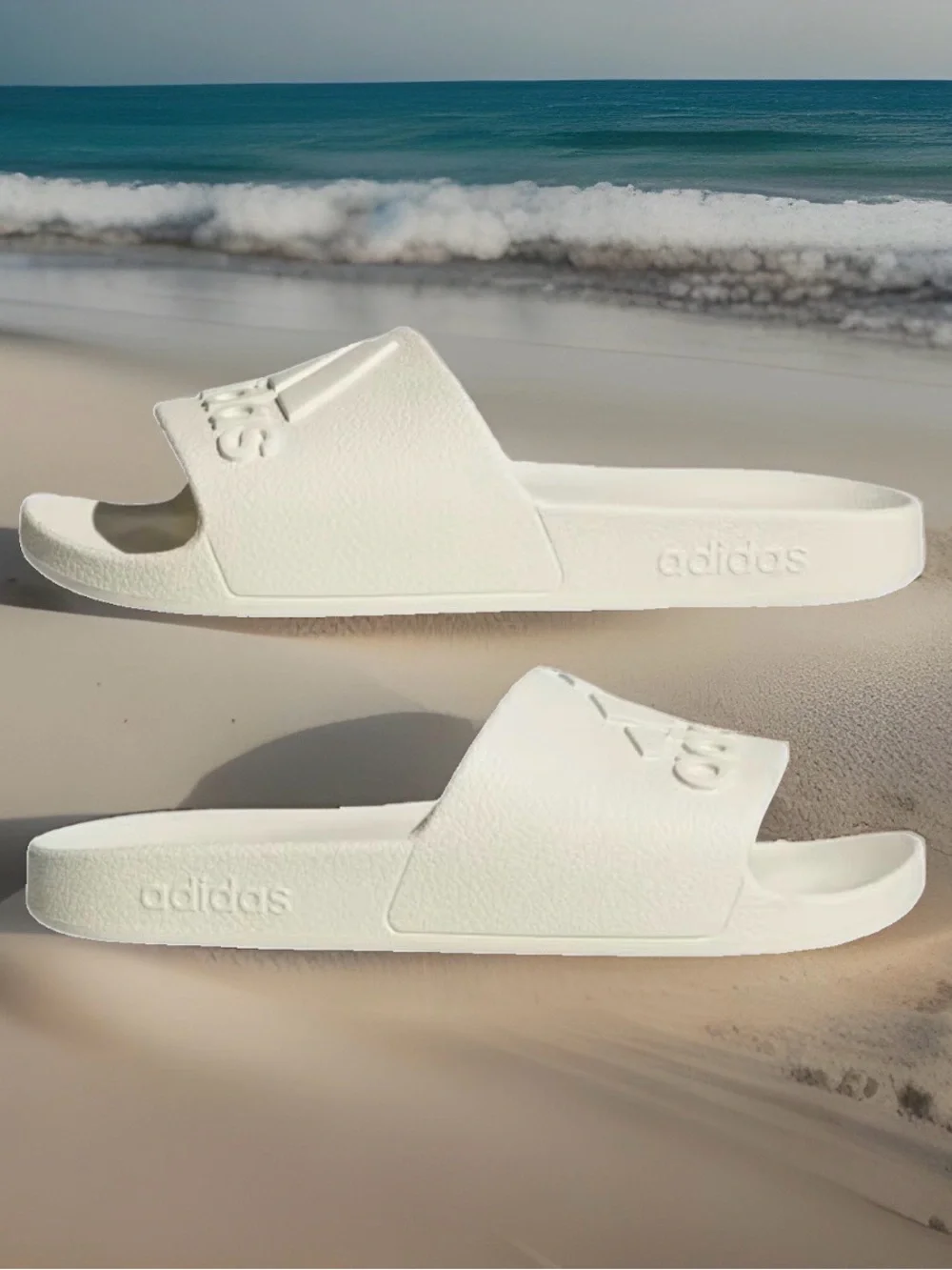 Adidas Deloitte Aqua Men’s Size 10 Slide Sandals. Off White. NWT